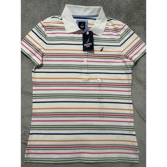 Nautica Jeans Co. Women's Stripe Polo Shirt Size Small NWT - Picture 2 of 12